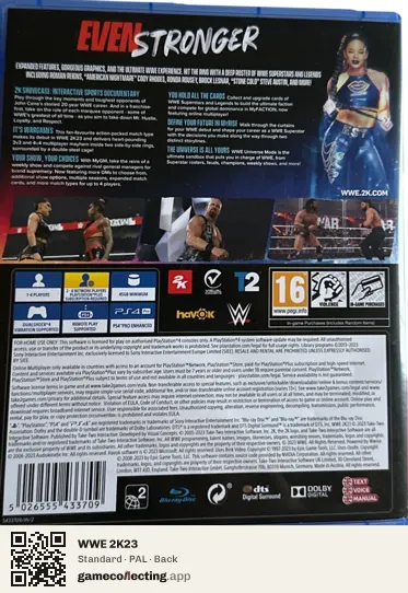 WWE 2K23 PlayStation 4, PAL box back