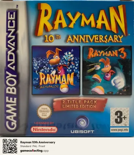 Rayman 10th Anniversary Game Boy Advance, PAL box front