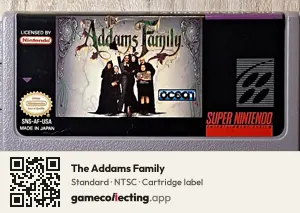 The Addams Family Super Nintendo Entertainment System, NTSC cartridge label