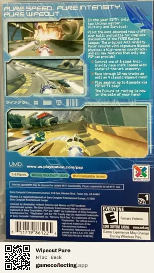 Wipeout Pure PlayStation Portable, NTSC box back