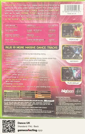 Dance: UK Xbox, PAL box back