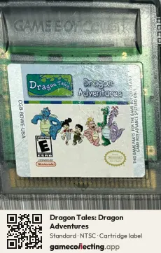 Dragon Tales: Dragon Adventures Game Boy Color, NTSC cartridge label