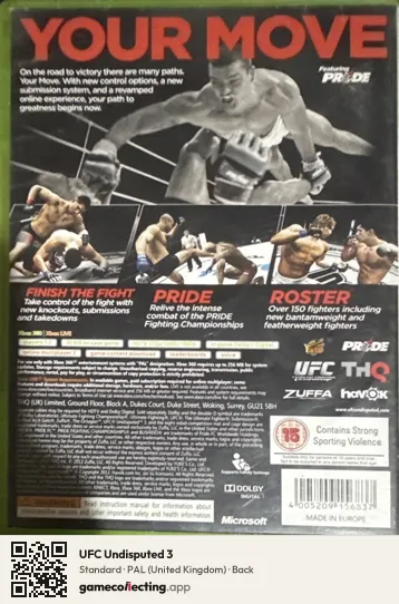 UFC Undisputed 3 Xbox 360, United Kingdom box back