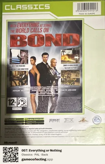 007: Everything or Nothing Xbox, PAL box back