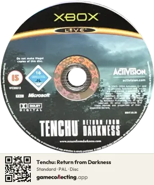 Tenchu: Return from Darkness Xbox, PAL disc