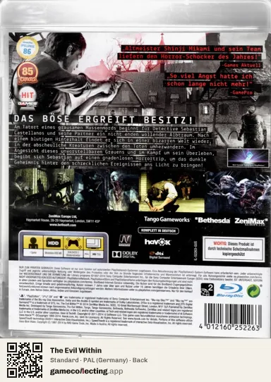 The Evil Within PlayStation 3, Germany box back