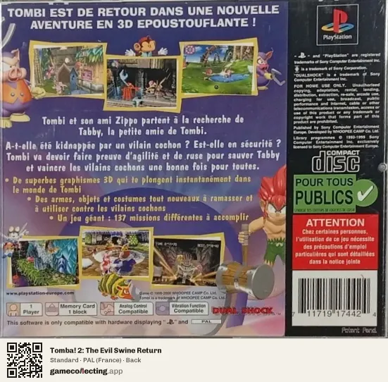 Tomba! 2: The Evil Swine Return PlayStation, France box back