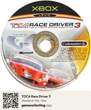 TOCA Race Driver 3 Xbox, PAL disc