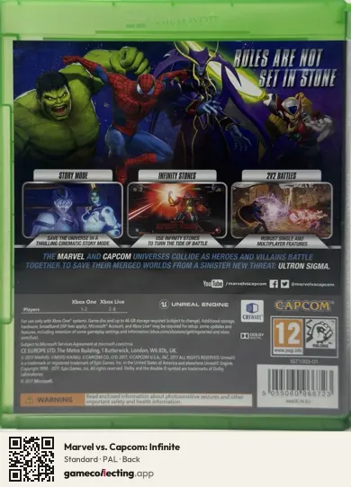 Marvel vs. Capcom: Infinite Xbox One, PAL box back