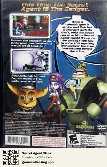 Secret Agent Clank PlayStation 2, NTSC box back