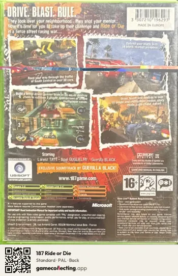 187 Ride or Die Xbox, PAL box back