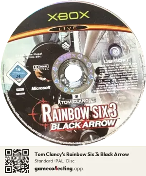 Tom Clancy's Rainbow Six 3: Black Arrow Xbox, PAL disc