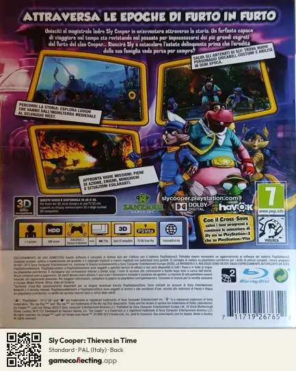 Sly Cooper: Thieves in Time PlayStation 3, Italy box back