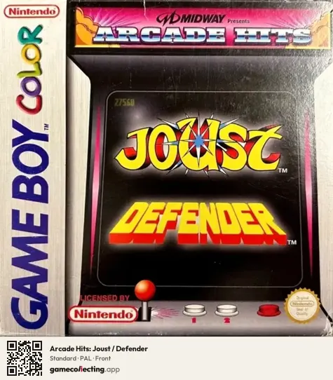 Arcade Hits: Joust / Defender Game Boy Color, PAL box front