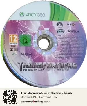 Transformers: Rise of the Dark Spark Xbox 360, PAL disc