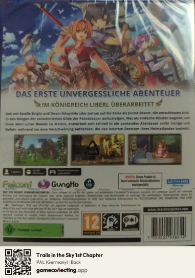 Trails in the Sky 1st Chapter PlayStation 5, Germany box back