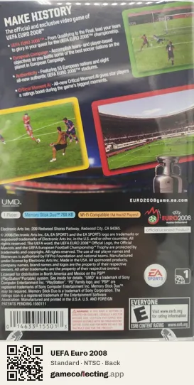 UEFA Euro 2008 PlayStation Portable, NTSC box back