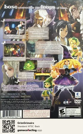 GrimGrimoire PlayStation 2, NTSC box back
