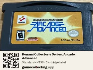 Konami Collector's Series: Arcade Advanced Game Boy Advance, NTSC cartridge label