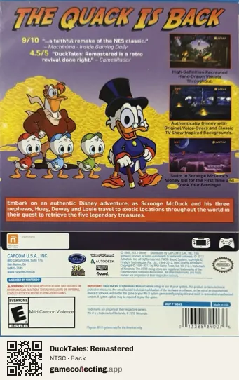 DuckTales: Remastered Nintendo Wii U, NTSC box back