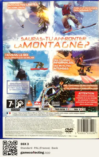 SSX 3 PlayStation 2, France box back