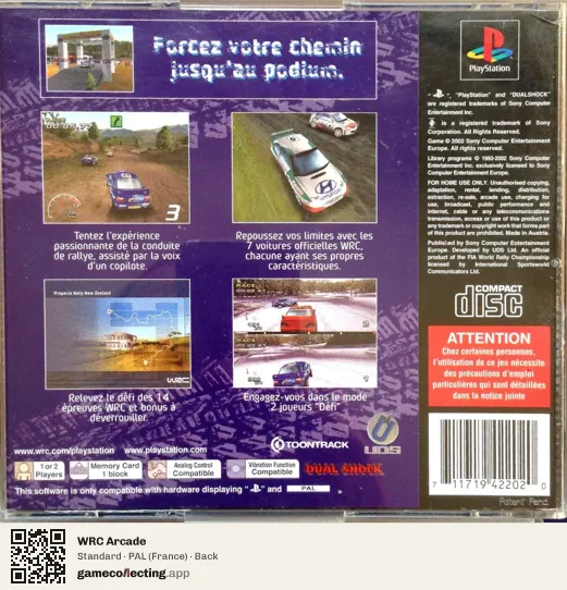 WRC Arcade PlayStation, France box back