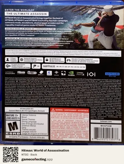 Hitman: World of Assassination PlayStation 5, NTSC box back