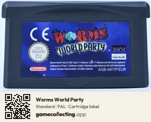 Worms World Party Game Boy Advance, PAL cartridge label