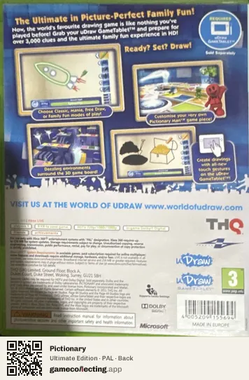 Pictionary Xbox 360, PAL box back