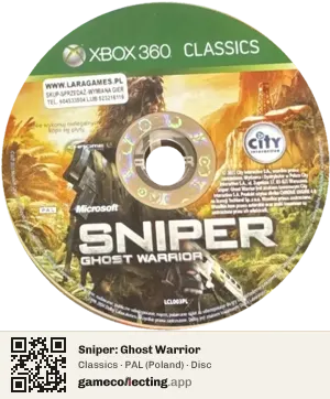 Sniper: Ghost Warrior Xbox 360, PAL disc