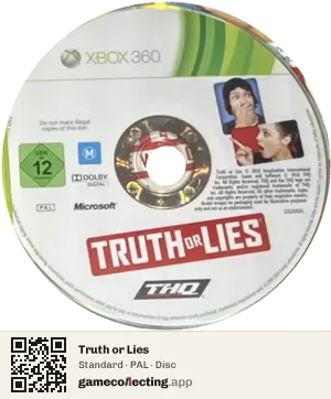Truth or Lies Xbox 360, PAL disc