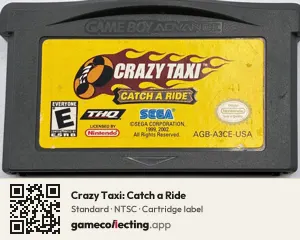 Crazy Taxi: Catch a Ride Game Boy Advance, NTSC cartridge label