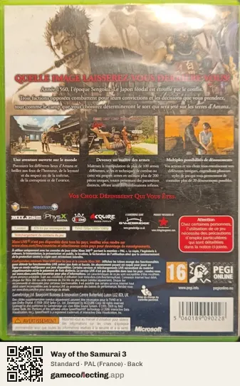 Way of the Samurai 3 Xbox 360, France box back