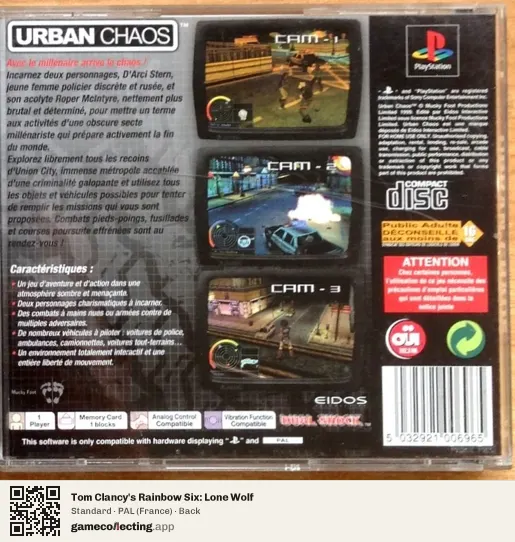 Tom Clancy's Rainbow Six: Lone Wolf PlayStation, France box back