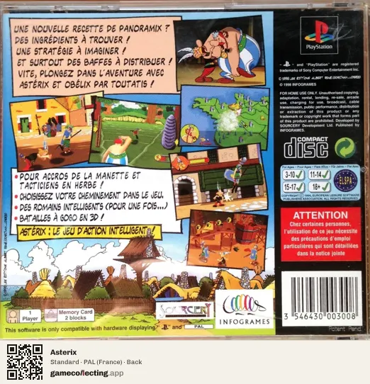 Asterix PlayStation, France box back