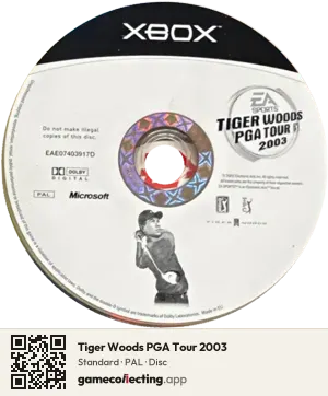Tiger Woods PGA Tour 2003 Xbox, PAL disc