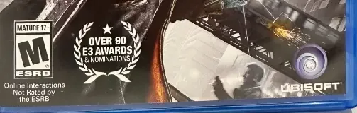 Watch Dogs, the ESRB box on its front