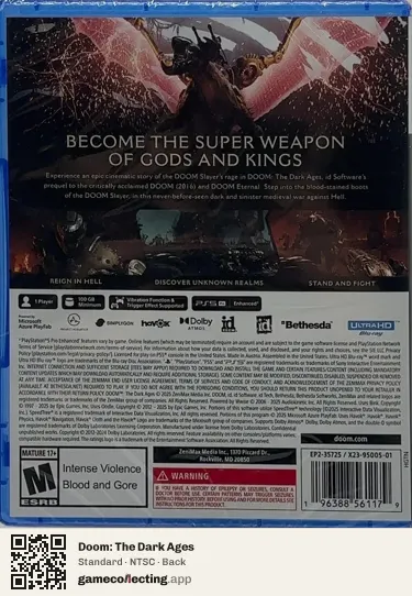 Doom: The Dark Ages PlayStation 5, NTSC box back