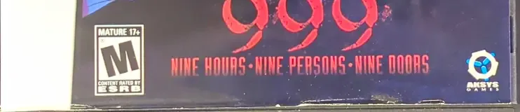 Nine Hours, Nine Persons, Nine Doors, the ESRB box on its front