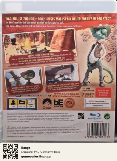 Rango PlayStation 3, Germany box back