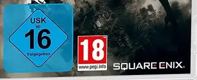 NieR: Automata, the USK square on its front