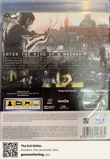 The Evil Within PlayStation 3, Australia box back