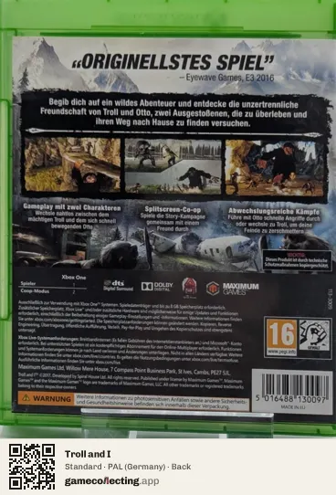 Troll and I Xbox One, Germany box back