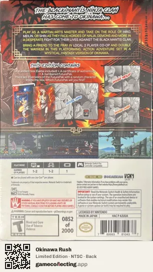 Okinawa Rush Nintendo Switch, NTSC box back