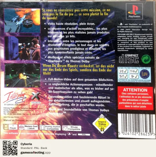 Cyberia PlayStation, PAL box back