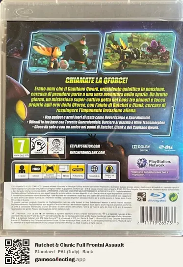 Ratchet & Clank: Full Frontal Assault PlayStation 3, Italy box back