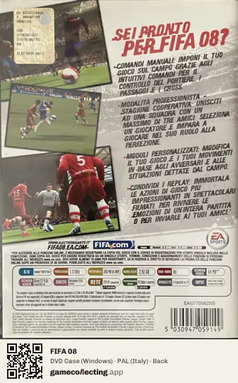 FIFA 08 Computer, Italy box back