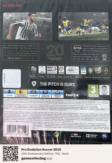 Pro Evolution Soccer 2016 PlayStation 4, PAL box back