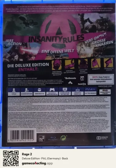 Rage 2 PlayStation 4, Germany box back