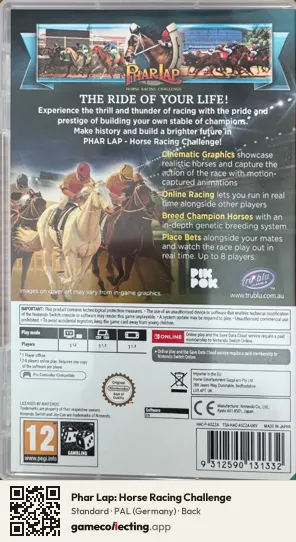 Phar Lap: Horse Racing Challenge Nintendo Switch, Germany box back